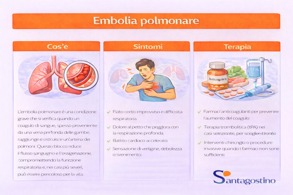 embolia polmonare, sintomi, cura, trattamento